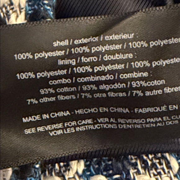 Sam Edelman Blue Tweed Fiona Double Breasted Collarless Blazer Size Medium - Picture 8 of 8